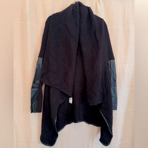 Maje Shawl Collar Sweater Cardigan wool leather